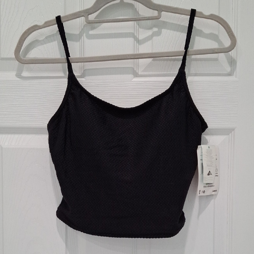 Vintage NWT Black Textured Swim Tank Top